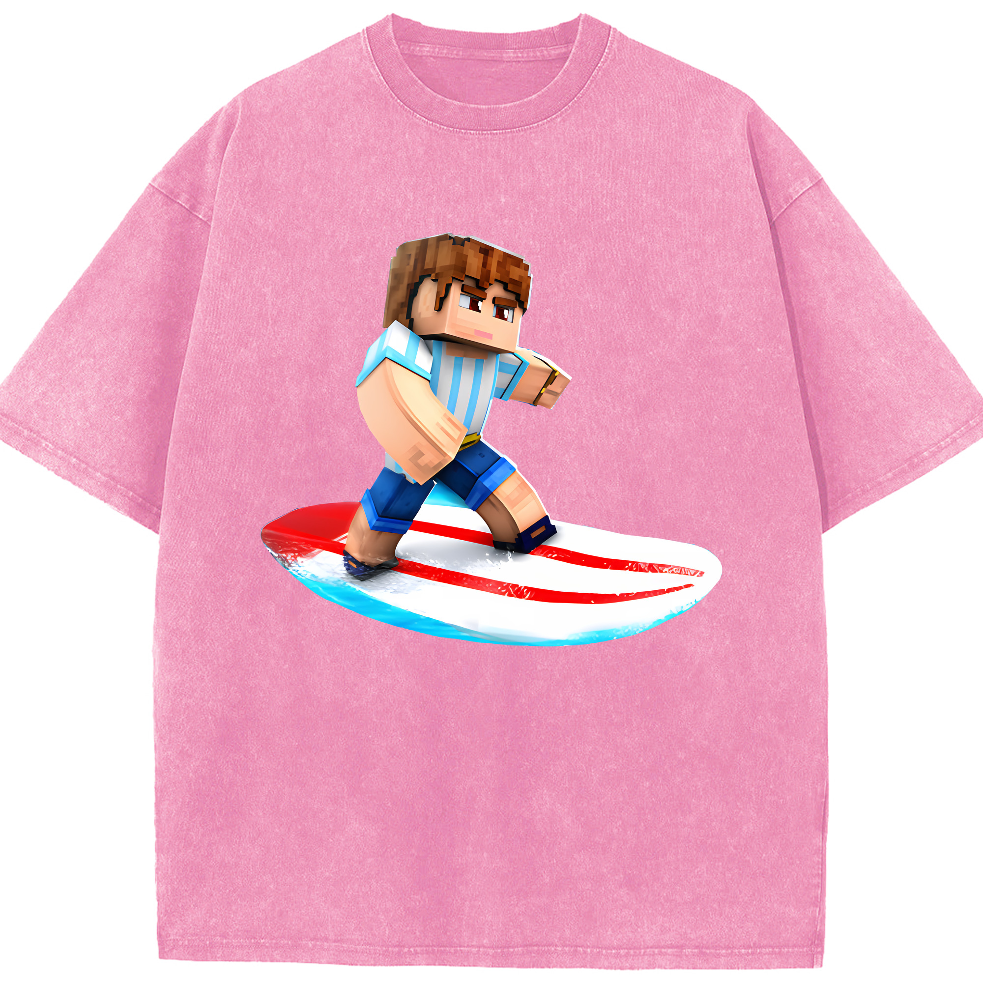 （画像用） マインクラフト ブロックの世界 Minecraft MC Block world 綿100% ヴィンテージ風 半袖Tシャツ（フロントプリント）
